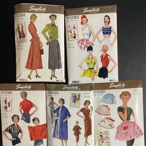 5 1950’s Simplicity Vintage Dress Pattern Re-pops